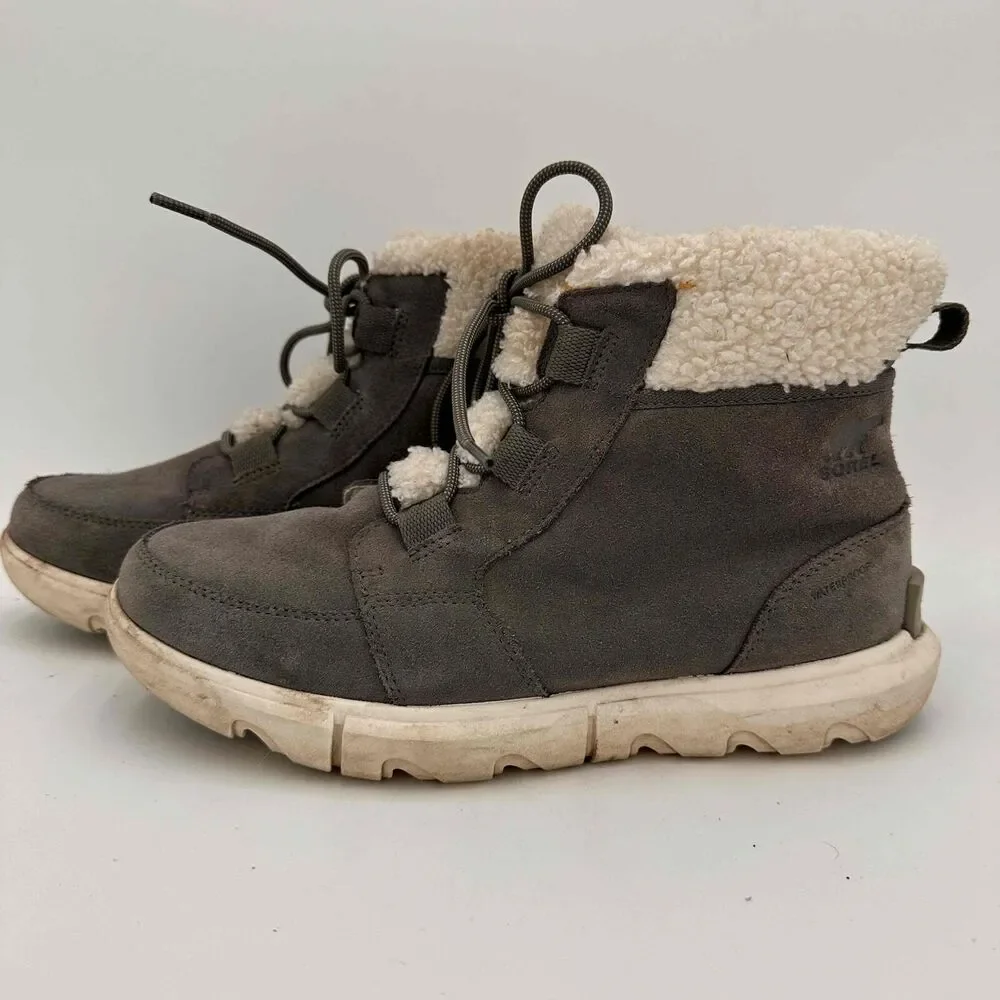 SOREL Explorer II Next Carnival Gray Suede Shearling Ankle Boots Size 10